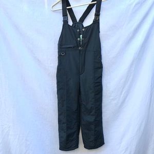 Vintage Black Ski Overalls Bib Youth Small